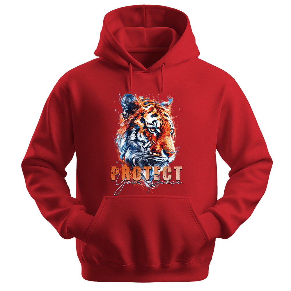 Protect Your Peace - Tiger Unisex Hoodie - Good Vibes Clothing - Unisex Hoodie | Gildan 18500 - Red. - S