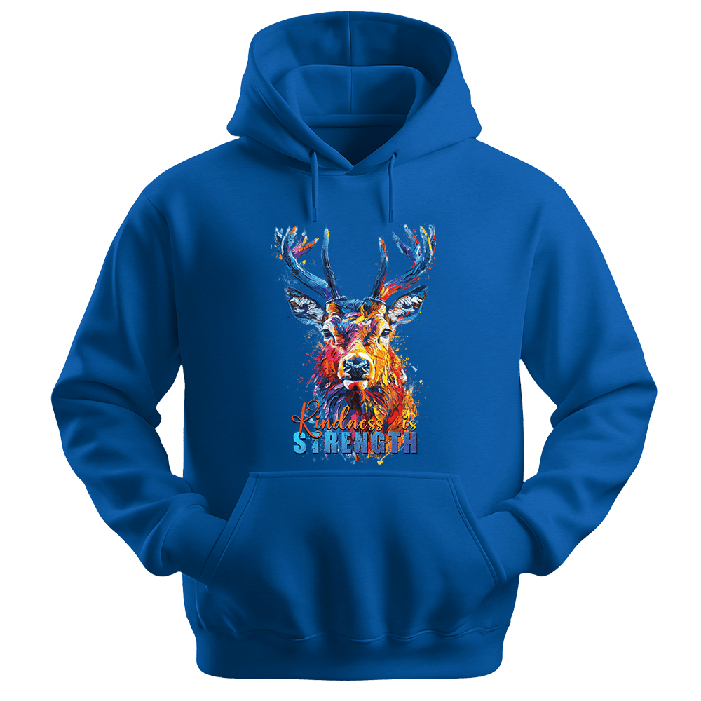 Kindness Is Strength - Deer Unisex Hoodie - Positive Hoodie - Unisex Hoodie | Gildan 18500 - Royal. - S