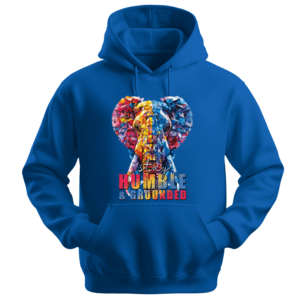 Stay Humble & Grounded - Elephant Unisex Hoodie - Positive Hoodie - Unisex Hoodie | Gildan 18500 - Royal. - S