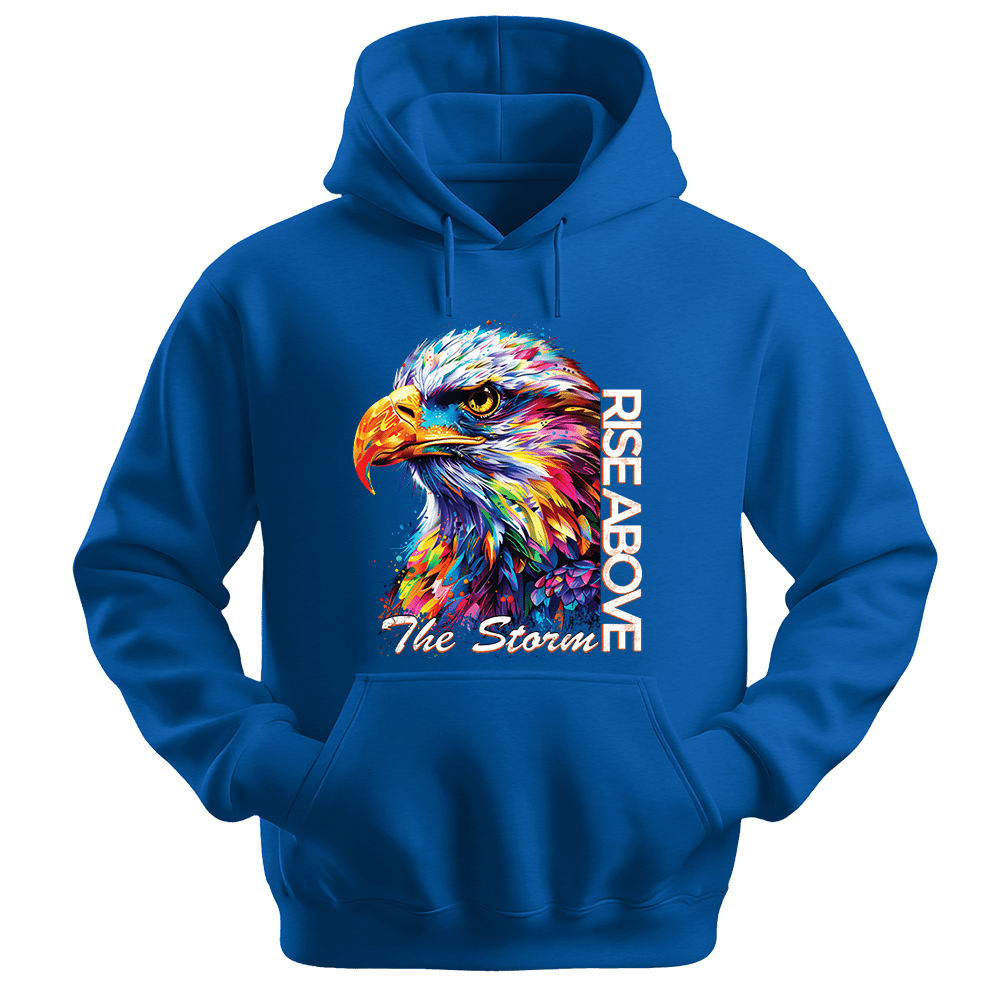 Rise Above The Storm - Eagle Unisex Hoodie - Inspirational Apparel - Unisex Hoodie | Gildan 18500 - Royal. - S