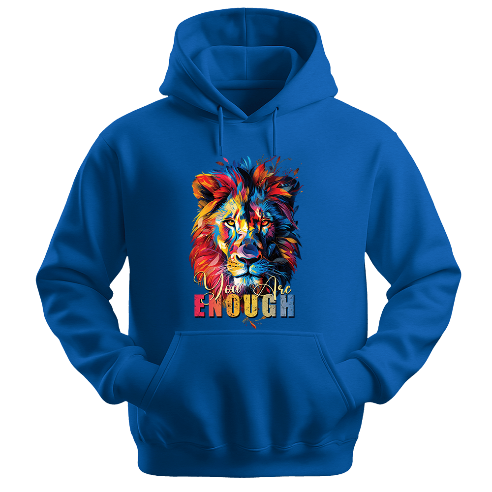 You Are Enough - Lion Unisex Hoodie - Motivation Hoodie - Unisex Hoodie | Gildan 18500 - Royal. - S