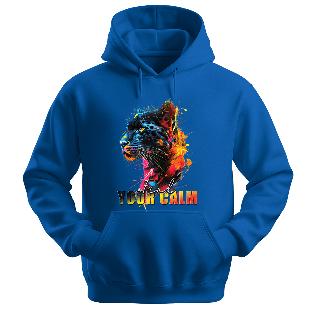 Find Your Calm - Panther Unisex Hoodie - Good Vibes Clothing - Unisex Hoodie | Gildan 18500 - Royal. - S