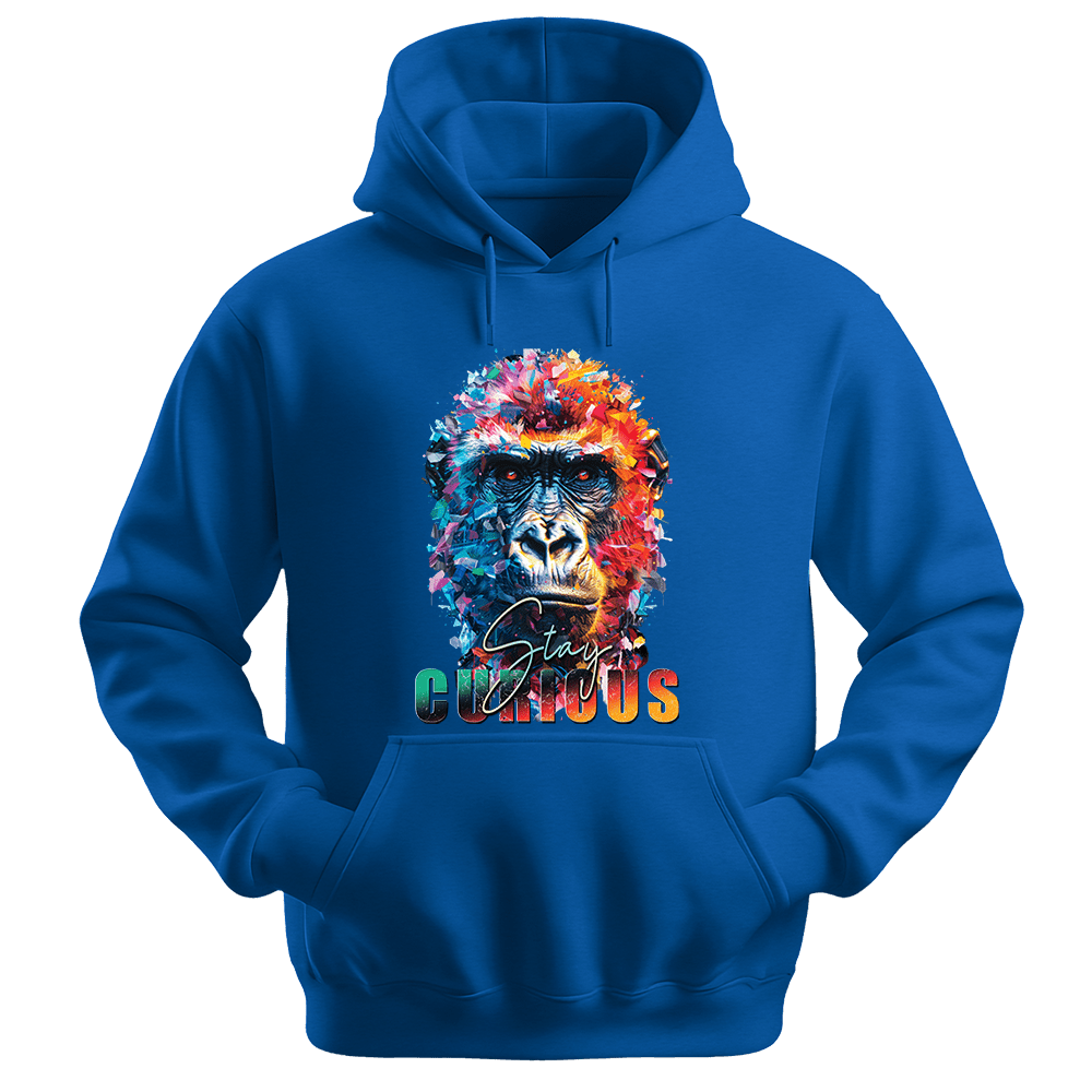 Stay Curious - Gorilla Unisex Hoodie - Positive Hoodie - Unisex Hoodie | Gildan 18500 - Royal. - S