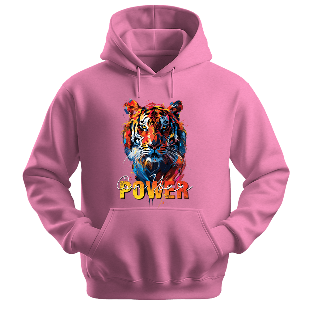 Own Your Power - Tiger Unisex Hoodie - Statement Hoodie - Unisex Hoodie | Gildan 18500 - Safety Pink. - S