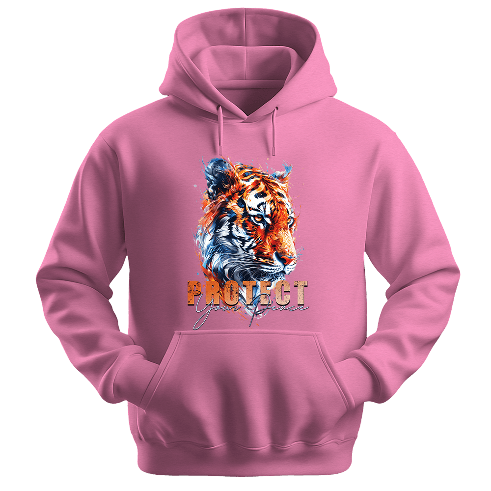Protect Your Peace - Tiger Unisex Hoodie - Good Vibes Clothing - Unisex Hoodie | Gildan 18500 - Safety Pink. - S