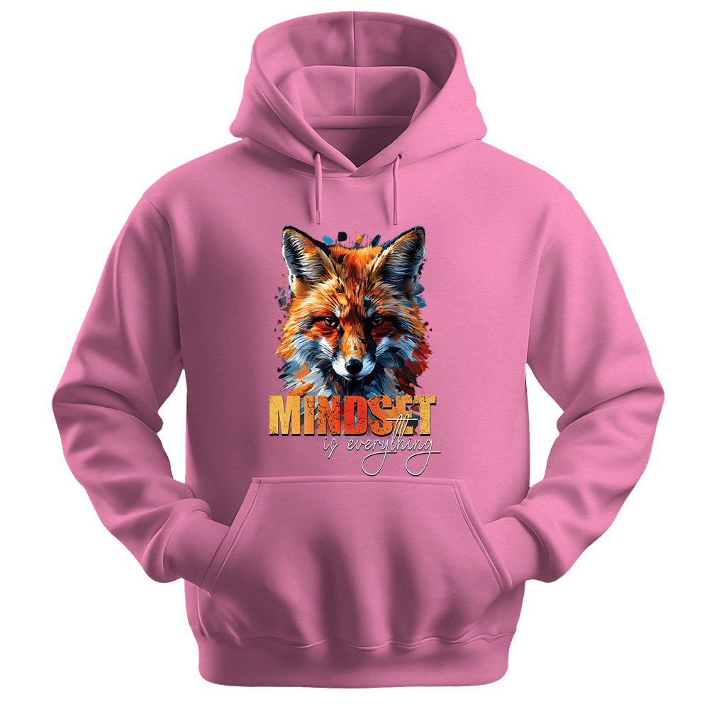 Mindset Is Everything - Fox Unisex Hoodie - Statement Hoodie - Unisex Hoodie | Gildan 18500 - Safety Pink. - S