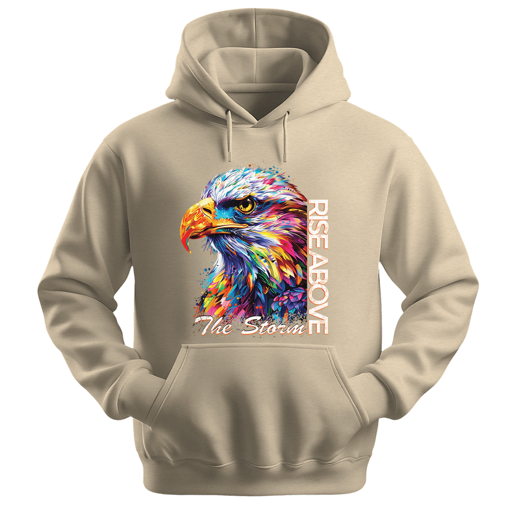 Rise Above The Storm - Eagle Unisex Hoodie - Inspirational Apparel - Unisex Hoodie | Gildan 18500 - Sand. - S