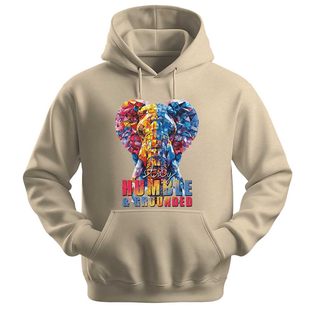 Stay Humble & Grounded - Elephant Unisex Hoodie - Positive Hoodie - Unisex Hoodie | Gildan 18500 - Sand. - S