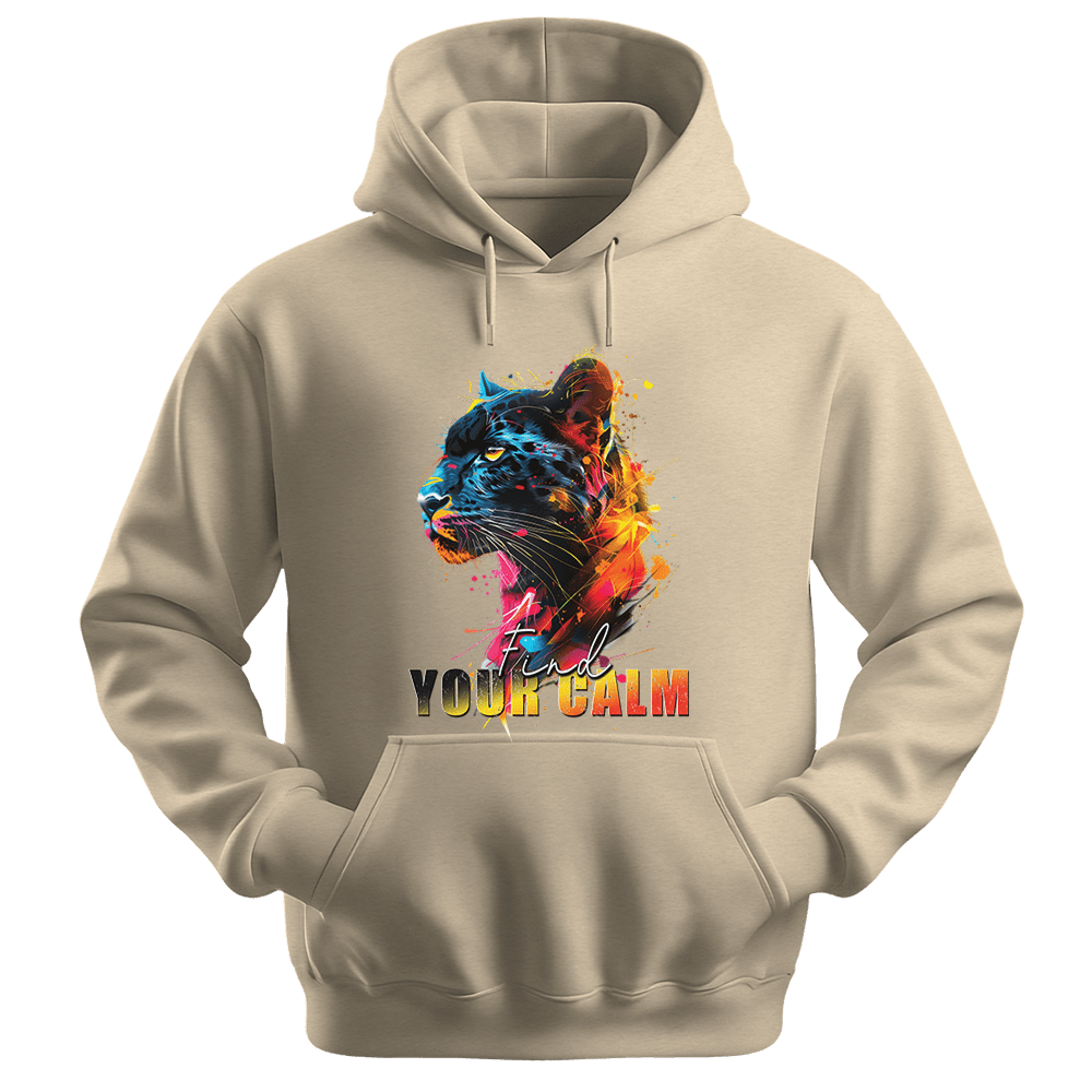 Find Your Calm - Panther Unisex Hoodie - Good Vibes Clothing - Unisex Hoodie | Gildan 18500 - Sand. - S