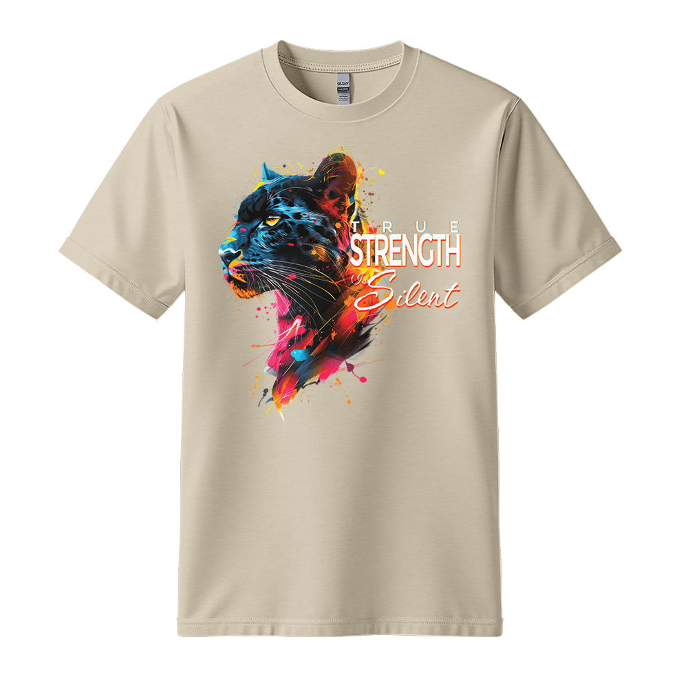 True Strength Is Silent - Panther Unisex T-Shirt - Statement Shirt - Standard (G5000) - Sand - S