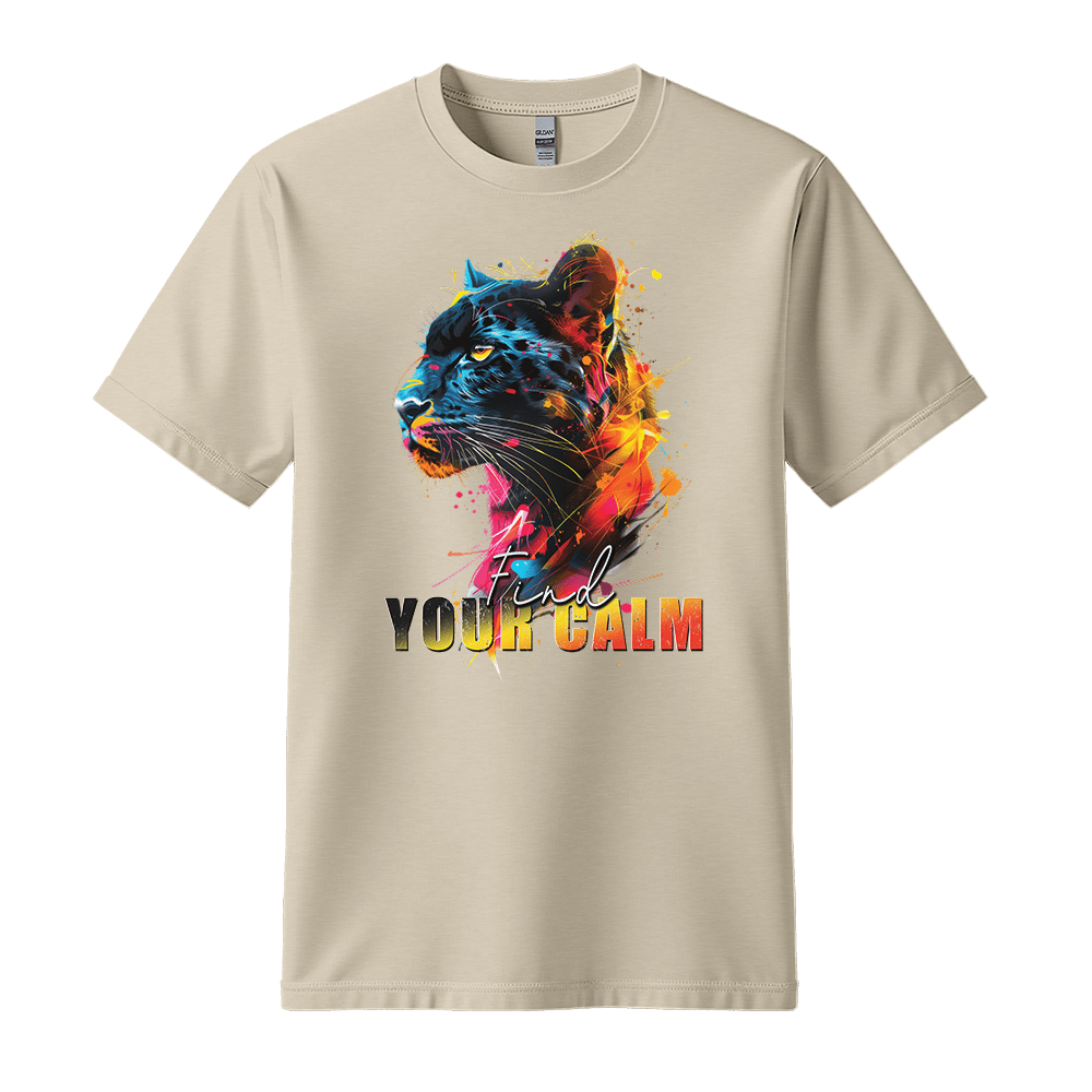 Find Your Calm - Panther Unisex T-Shirt - Good Vibes Clothing - Standard (G5000) - Sand - S