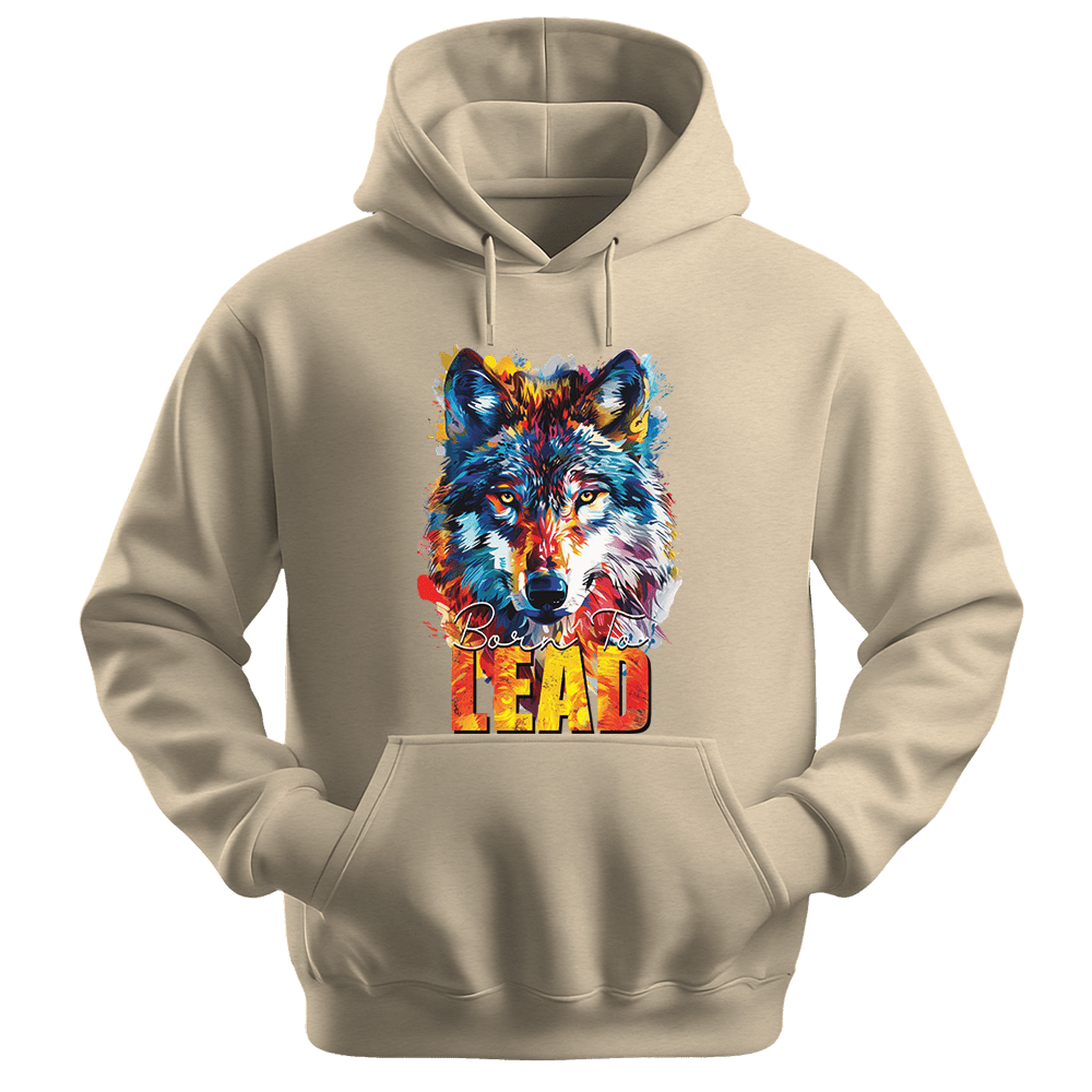 Born To Lead - Wolf Unisex Hoodie - Motivation Hoodie - Unisex Hoodie | Gildan 18500 - Sand. - S