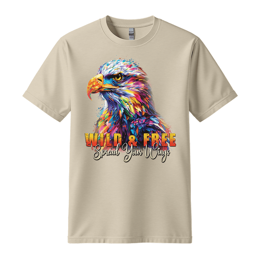 Wild & Free Spread Your Wings - Eagle Unisex T-Shirt - Inspirational Apparel - Standard (G5000) - Sand - S