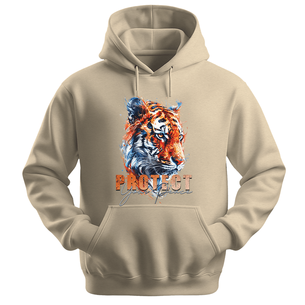 Protect Your Peace - Tiger Unisex Hoodie - Good Vibes Clothing - Unisex Hoodie | Gildan 18500 - Sand. - S