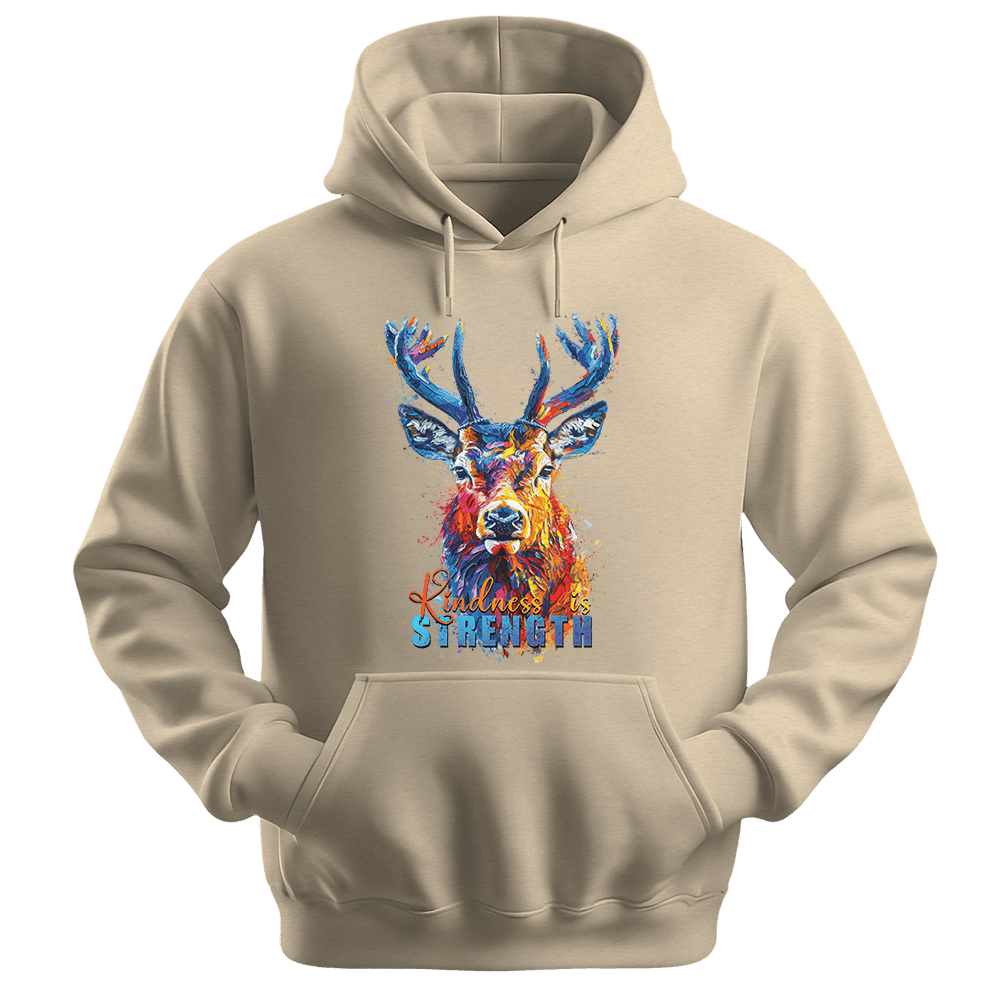 Kindness Is Strength - Deer Unisex Hoodie - Positive Hoodie - Unisex Hoodie | Gildan 18500 - Sand. - S