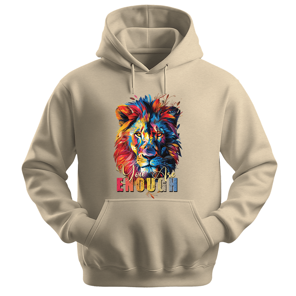 You Are Enough - Lion Unisex Hoodie - Motivation Hoodie - Unisex Hoodie | Gildan 18500 - Sand. - S