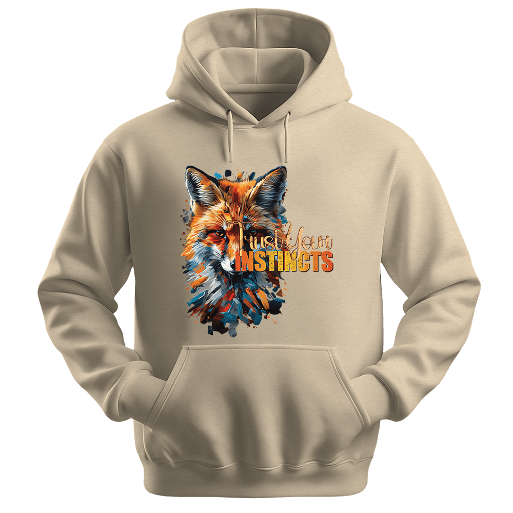 Trust Your Instincts - Fox Unisex Hoodie - Motivation Hoodie - Unisex Hoodie | Gildan 18500 - Sand. - S
