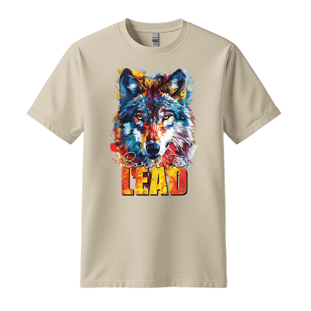 Born To Lead - Wolf Unisex T-Shirt - Motivation Shirt - Standard (G5000) - Sand - S
