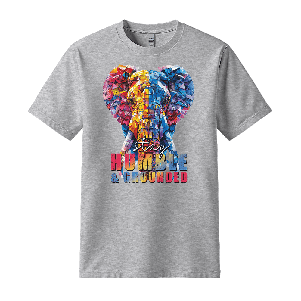 Stay Humble & Grounded - Elephant Unisex T-Shirt - Positive Shirt - Standard (G5000) - Sport Grey - S