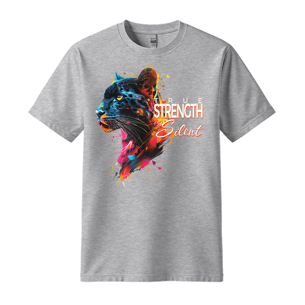 True Strength Is Silent - Panther Unisex T-Shirt - Statement Shirt - Standard (G5000) - Sport Grey - S