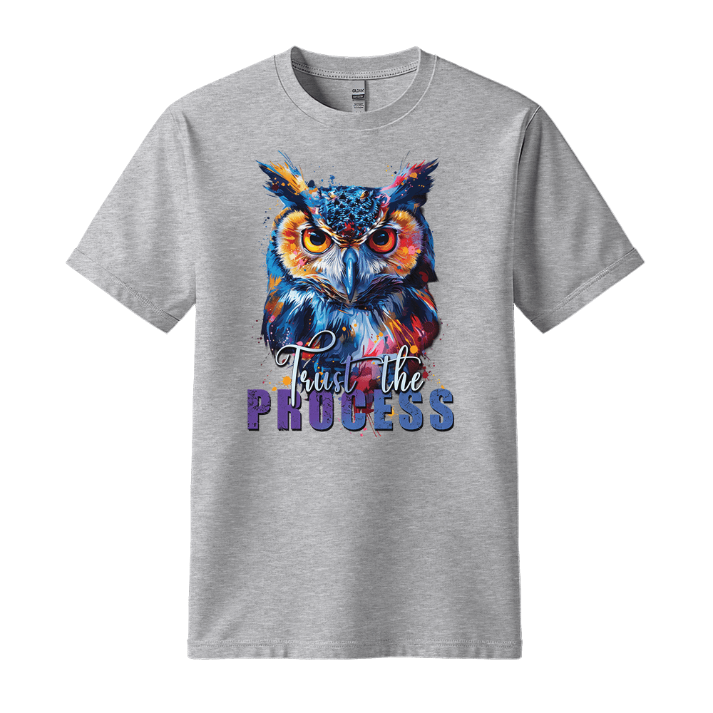 Trust The Process - Owl Unisex T-Shirt - Message Shirt - Standard (G5000) - Sport Grey - S