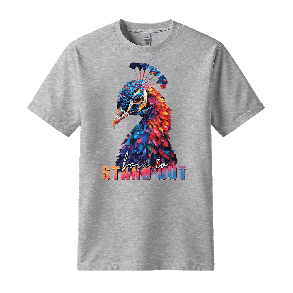 Born To Stand Out - Peacock Unisex T-Shirt - Statement Shirt - Standard (G5000) - Sport Grey - S