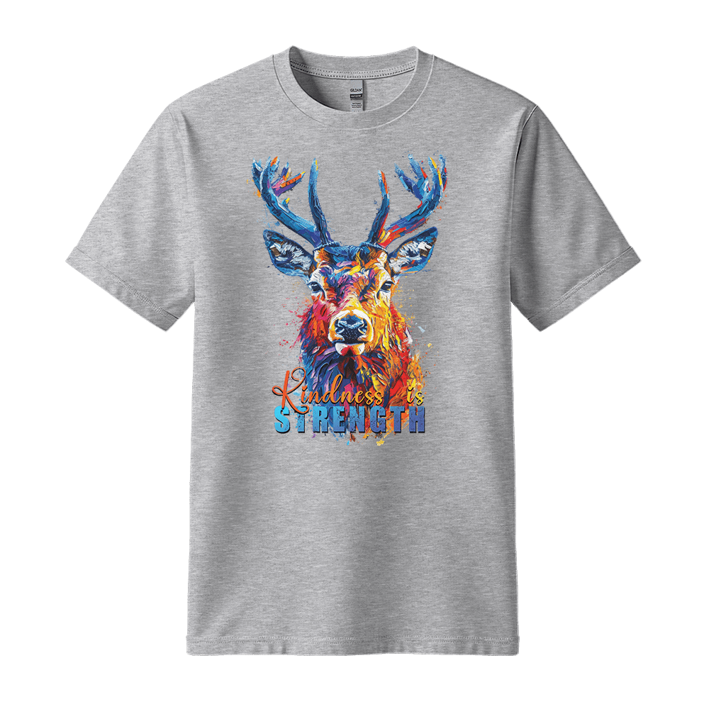 Kindness is Strength - Deer Unisex T-Shirt - Positive Shirt - Standard (G5000) - Sport Grey - S
