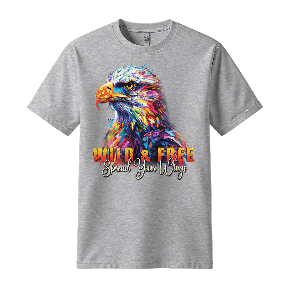 Wild & Free Spread Your Wings - Eagle Unisex T-Shirt - Inspirational Apparel - Standard (G5000) - Sport Grey - S