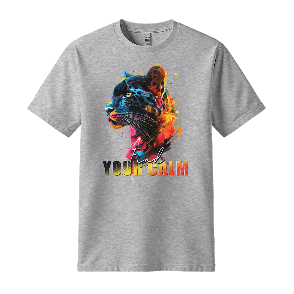 Find Your Calm - Panther Unisex T-Shirt - Good Vibes Clothing - Standard (G5000) - Sport Grey - S