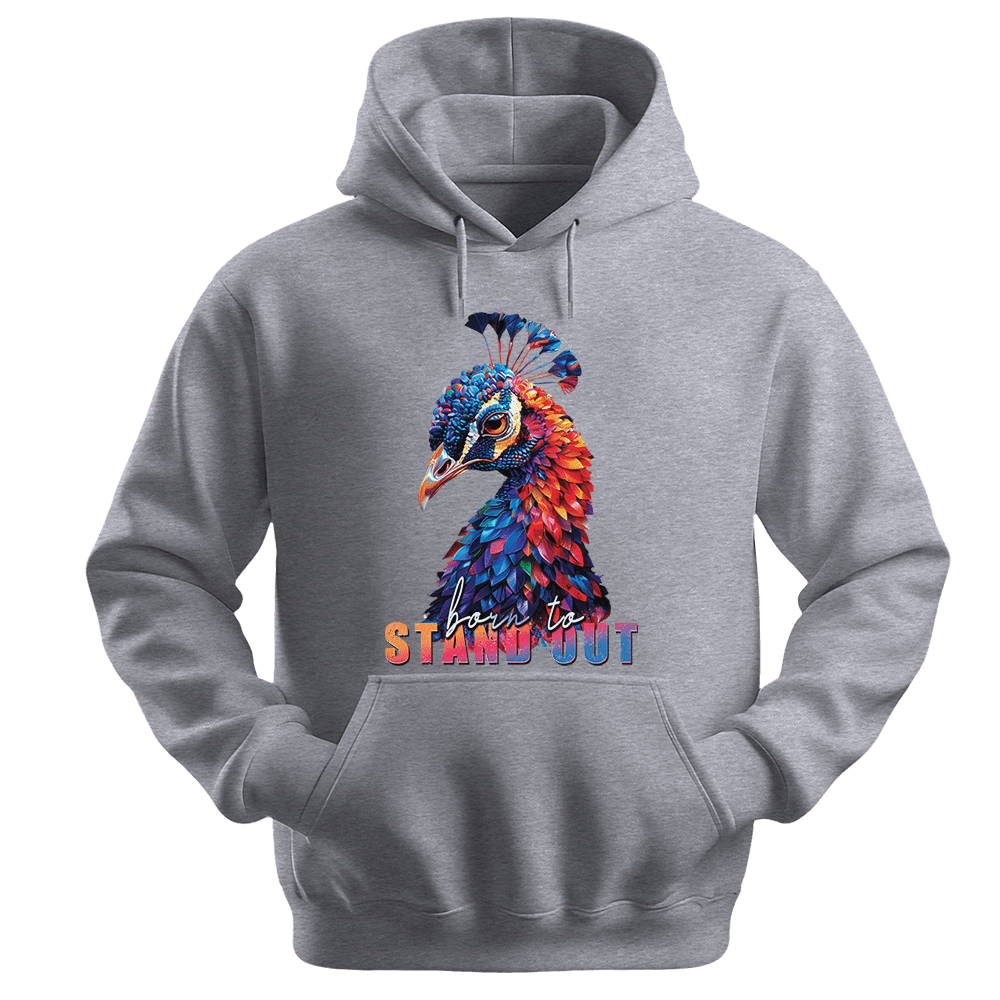 Born To Stand Out - Peacock Unisex Hoodie - Statement Hoodie - Unisex Hoodie | Gildan 18500 - White. - S