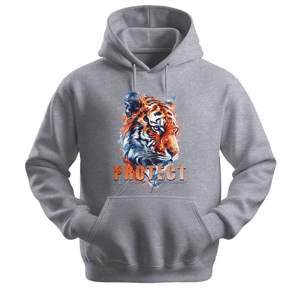 Protect Your Peace - Tiger Unisex Hoodie - Good Vibes Clothing - Unisex Hoodie | Gildan 18500 - White. - S