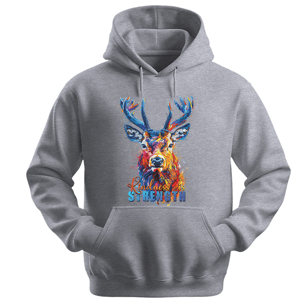 Kindness Is Strength - Deer Unisex Hoodie - Positive Hoodie - Unisex Hoodie | Gildan 18500 - White. - S