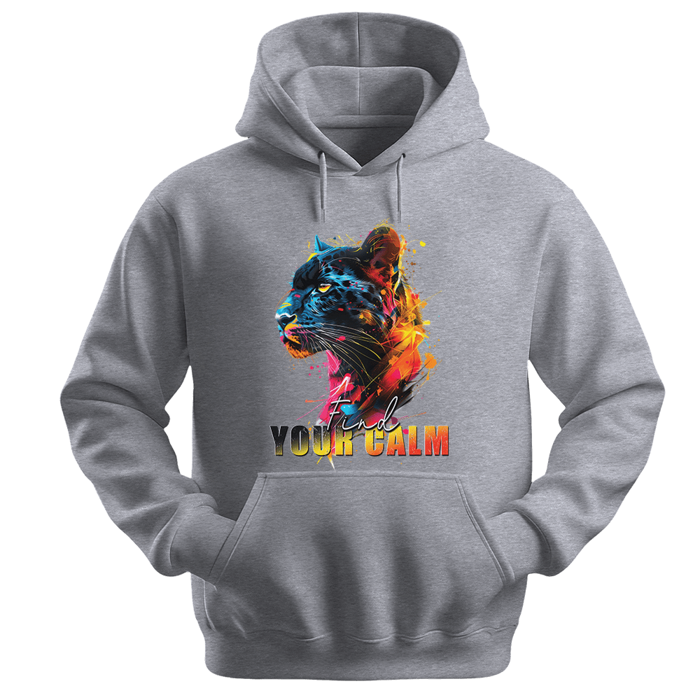 Find Your Calm - Panther Unisex Hoodie - Good Vibes Clothing - Unisex Hoodie | Gildan 18500 - Sports Grey. - S