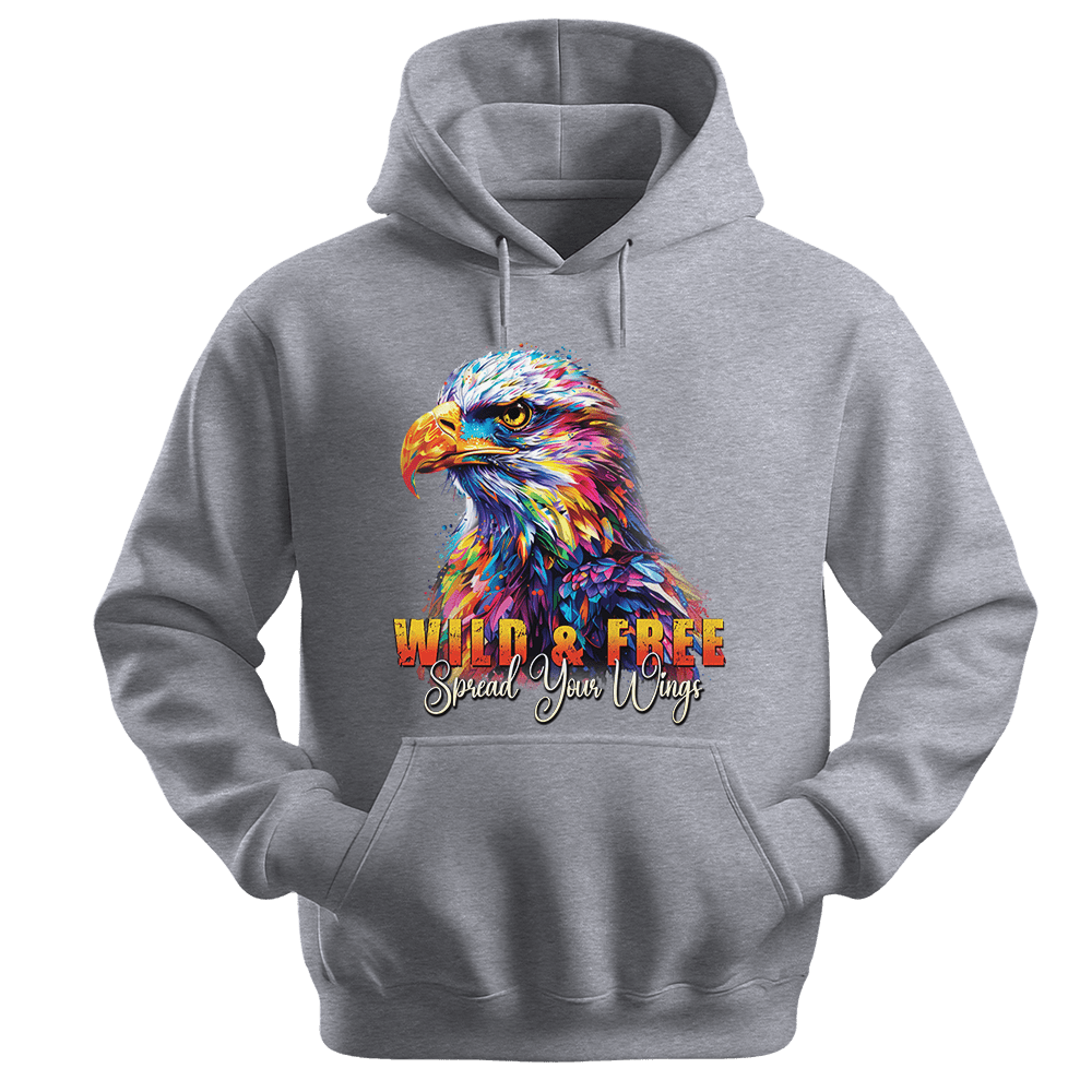 Wild & Free Spread Your Wings - Eagle Unisex Hoodie - Inspirational Apparel - Unisex Hoodie | Gildan 18500 - White. - S