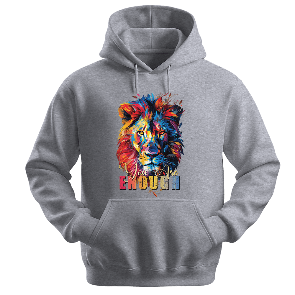 You Are Enough - Lion Unisex Hoodie - Motivation Hoodie - Unisex Hoodie | Gildan 18500 - White. - S