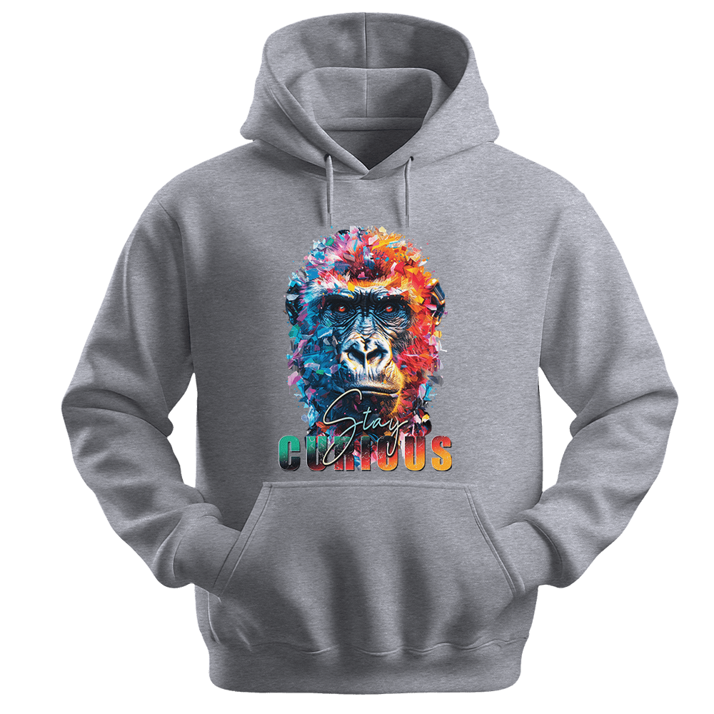 Stay Curious - Gorilla Unisex Hoodie - Positive Hoodie - Unisex Hoodie | Gildan 18500 - Sports Grey. - S