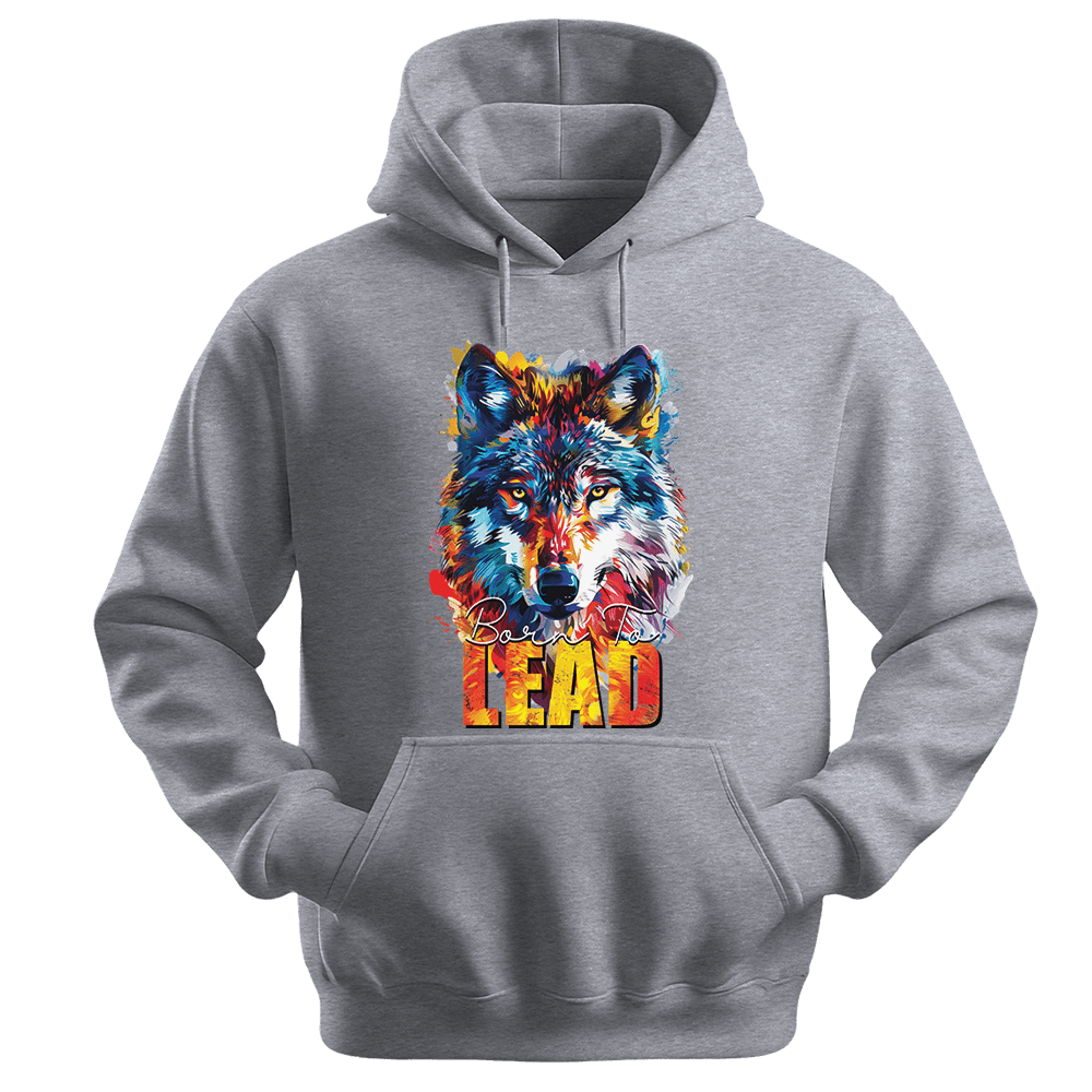 Born To Lead - Wolf Unisex Hoodie - Motivation Hoodie - Unisex Hoodie | Gildan 18500 - Sports Grey. - S