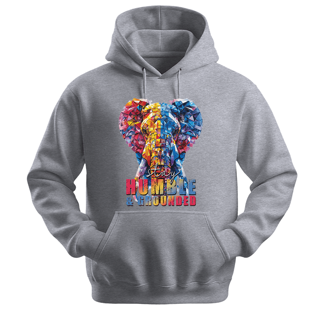 Stay Humble & Grounded - Elephant Unisex Hoodie - Positive Hoodie - Unisex Hoodie | Gildan 18500 - White. - S