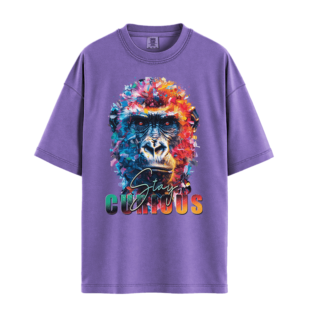 Stay Curious - Gorilla Unisex T-Shirt Premium Comfort Colors - Violet