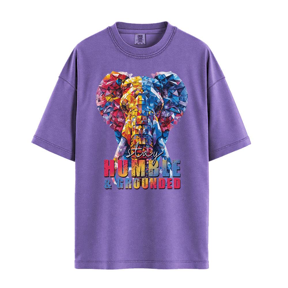 Stay Humble & Grounded - Elephant Unisex T-Shirt Premium Comfort Colors - Violet