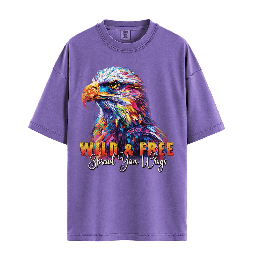 Wild & Free Spread Your Wings - Eagle Unisex T-Shirt Premium Comfort Colors - Violet