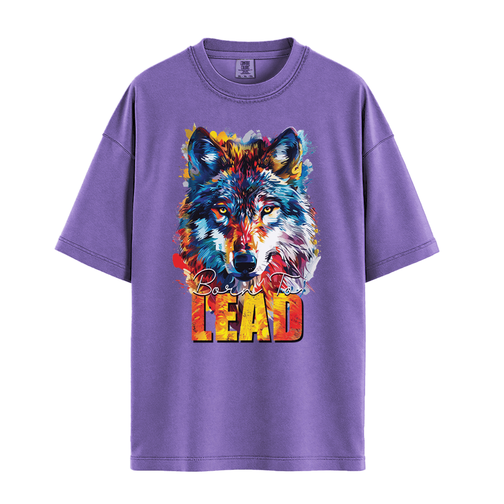 Born To Lead - Wolf Unisex T-Shirt Premium Comfort Colors - Violet
