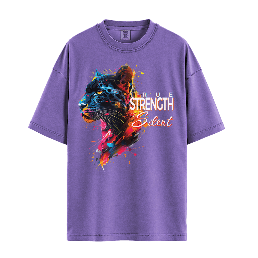True Strength Is Silent - Panther Unisex T-Shirt Premium Comfort Colors - Violet