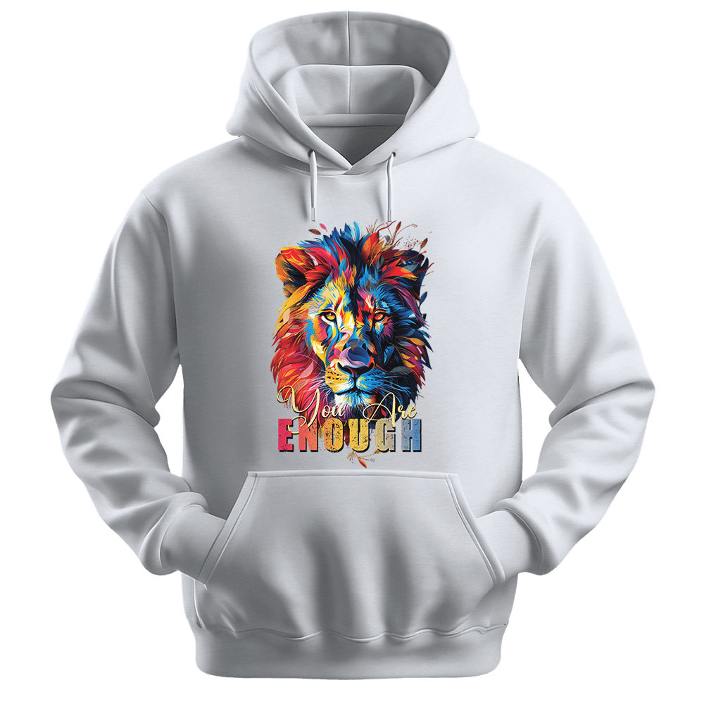 You Are Enough - Lion Unisex Hoodie - Motivation Hoodie - Unisex Hoodie | Gildan 18500 - White. - S