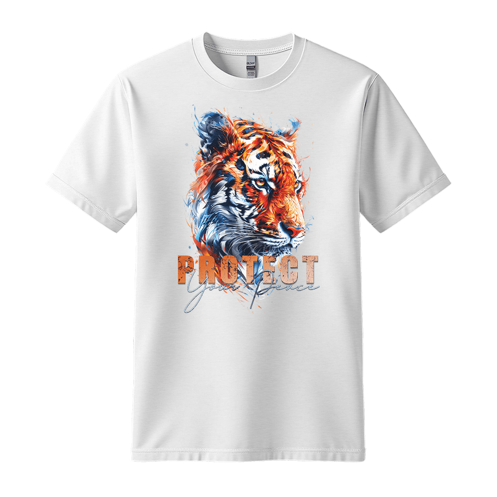 Protect Your Peace - Tiger Unisex T-Shirt - Good Vibes Clothing - Standard (G5000) - White - S