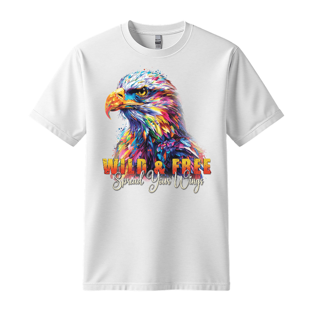 Wild & Free Spread Your Wings - Eagle Unisex T-Shirt - Inspirational Apparel - Standard (G5000) - White - S