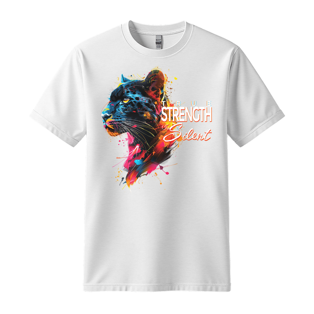 True Strength Is Silent - Panther Unisex T-Shirt - Statement Shirt - Standard (G5000) - White - S