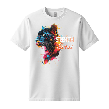 True Strength Is Silent - Panther Unisex T-Shirt - Statement Shirt - Standard (G5000) - White - S