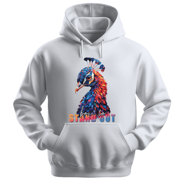 Born To Stand Out - Peacock Unisex Hoodie - Statement Hoodie - Unisex Hoodie | Gildan 18500 - White. - S