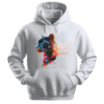 True Strength Is Silent - Panther Unisex Hoodie - Statement Hoodie - Unisex Hoodie | Gildan 18500 - White. - S